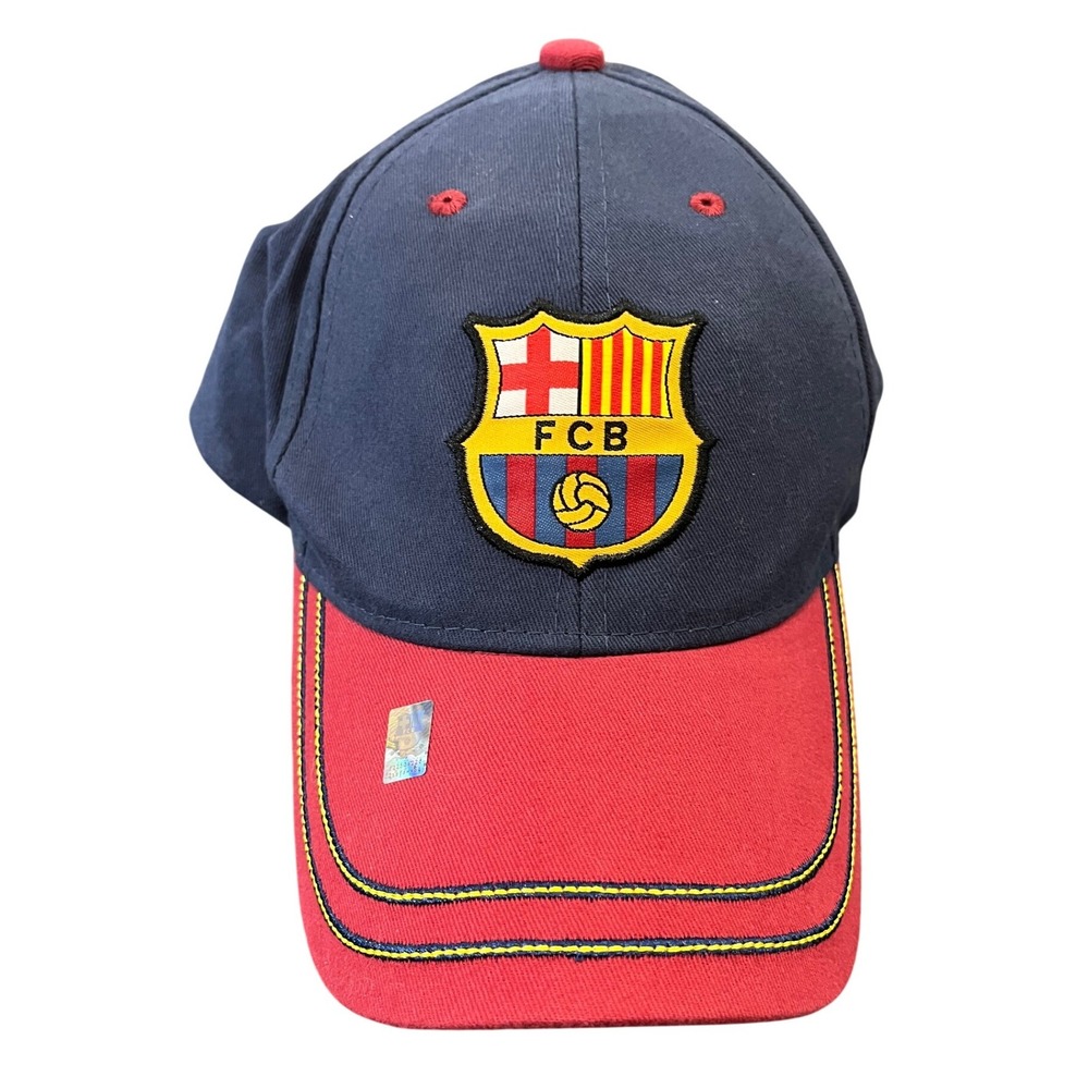 FC Barcelona Hat Mens OSFA Navy Blue Red Official Licensed Soccer Cap C1Y31